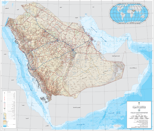 خريطة المملكة العربية السعودية الجغرافية