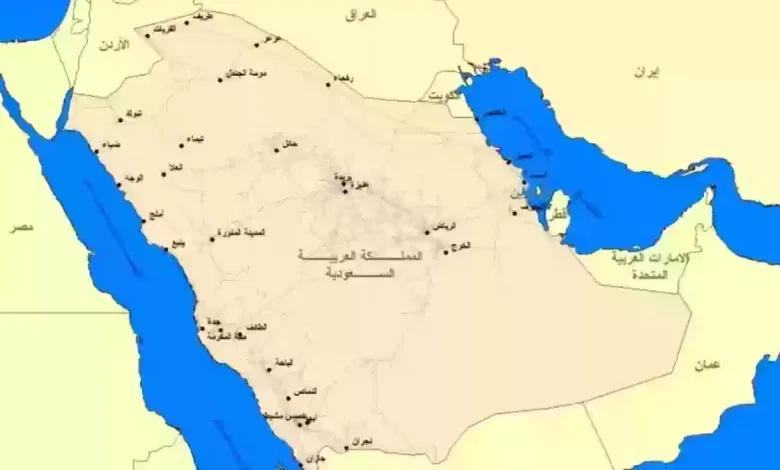 خريطة المملكة العربية السعودية الجغرافية